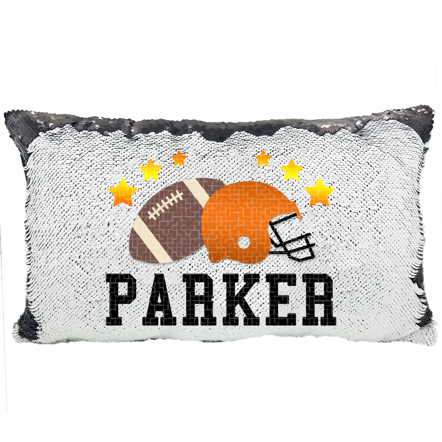 Handmade Personalized Football Allstar Rectangle Reversible Sequin Pillow Case