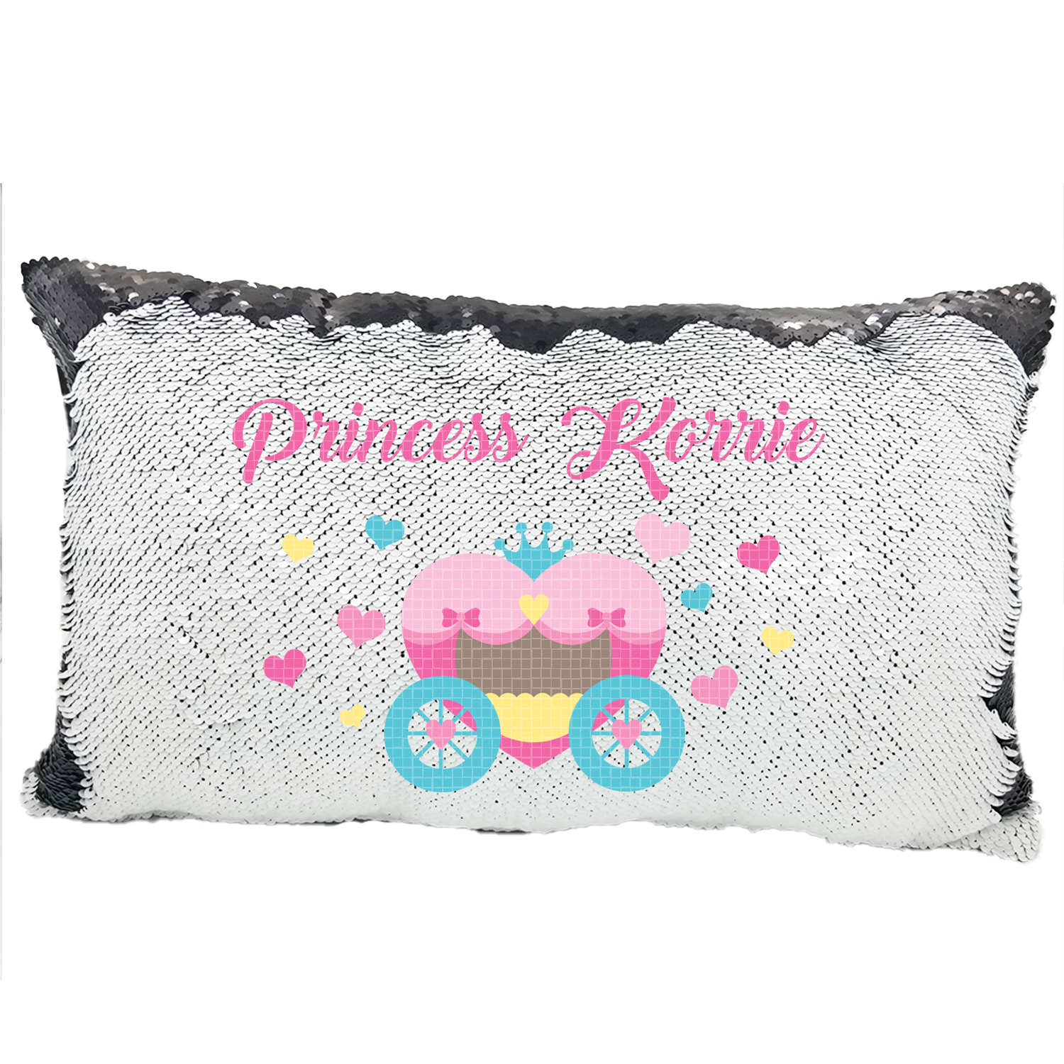 Handmade Personalized Princess Carriage Rectangle Sequin Pillow Case