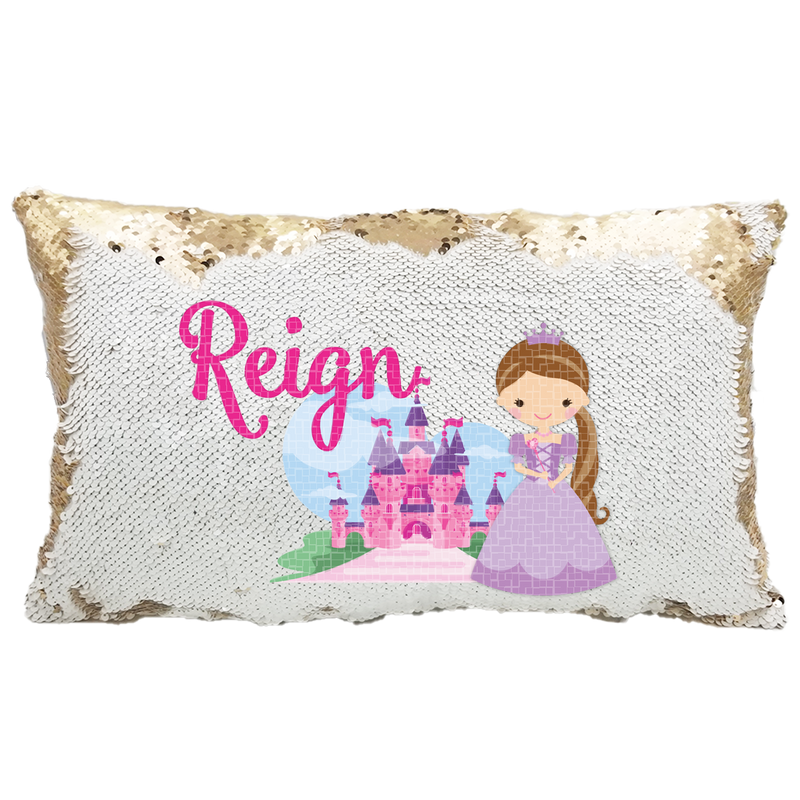 Handmade Personalized Princess Character Rectangle Reversible Sequin Pillow Case
