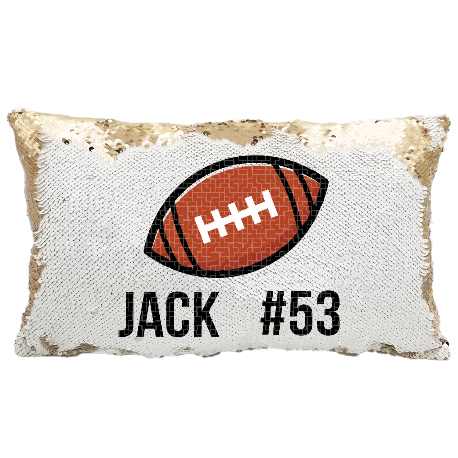 Handmade Personalized Football Number Rectangle Reversible Sequin Pillow Case