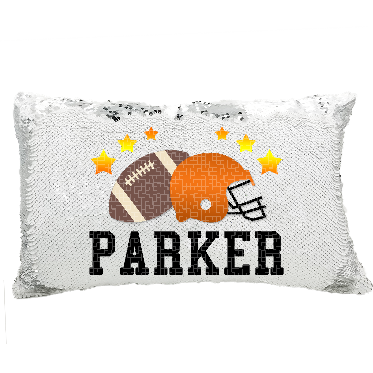 Handmade Personalized Football Allstar Rectangle Reversible Sequin Pillow Case