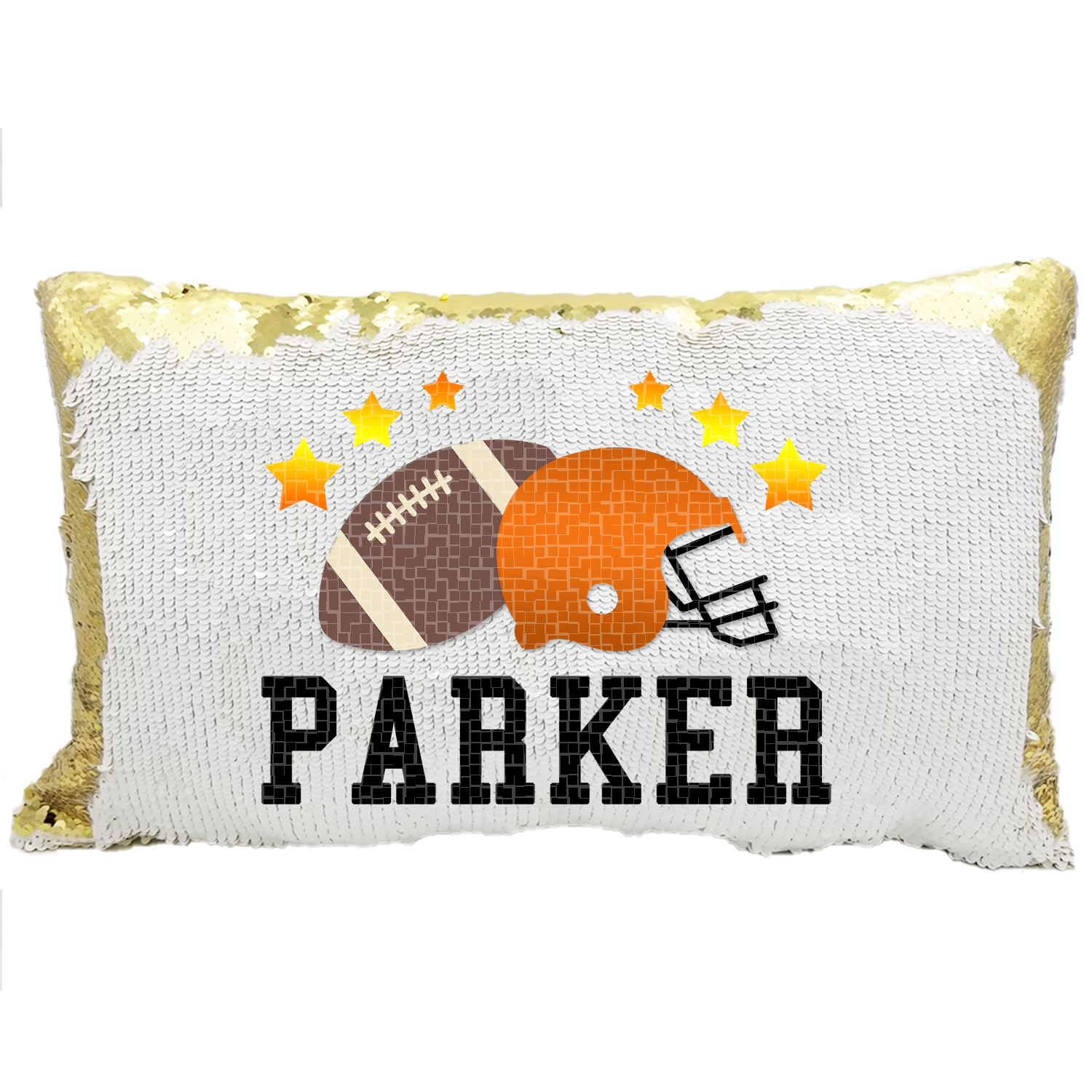 Handmade Personalized Football Allstar Rectangle Reversible Sequin Pillow Case
