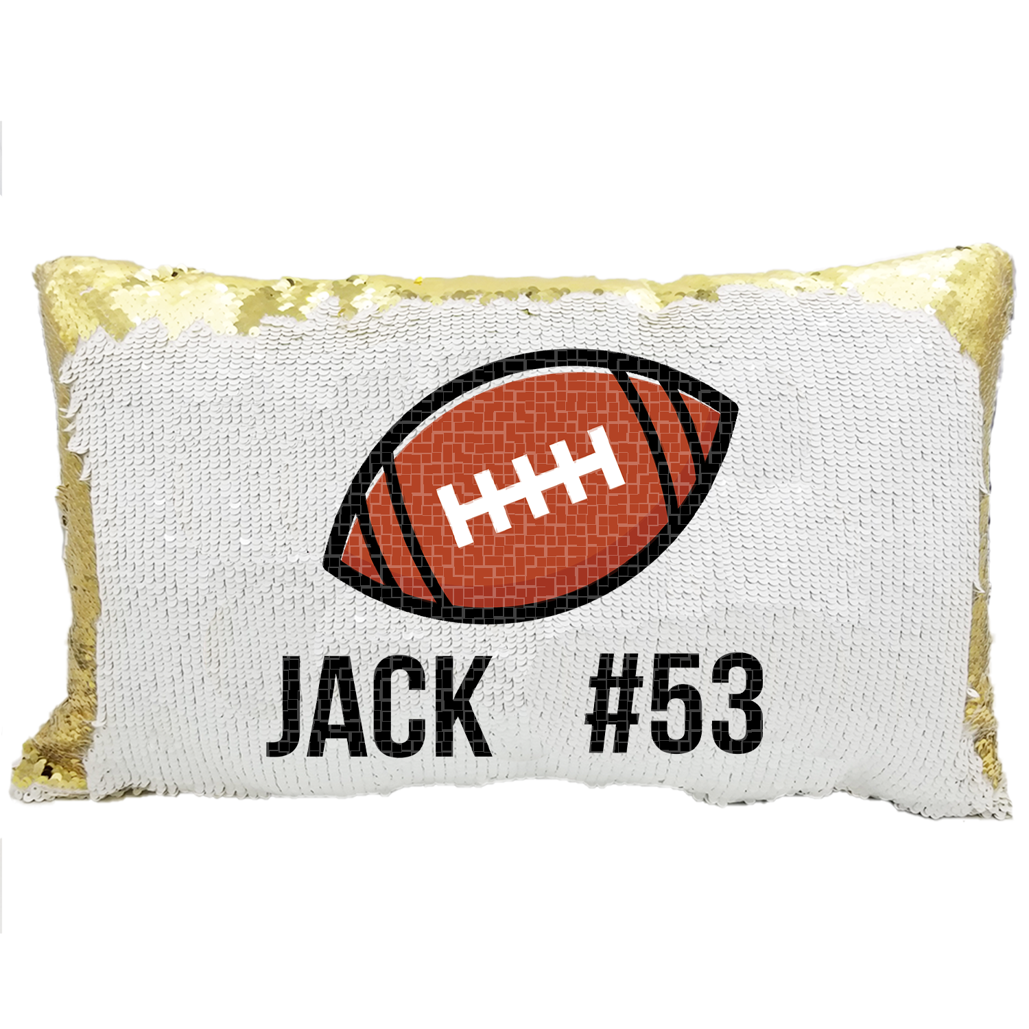 Handmade Personalized Football Number Rectangle Reversible Sequin Pillow Case
