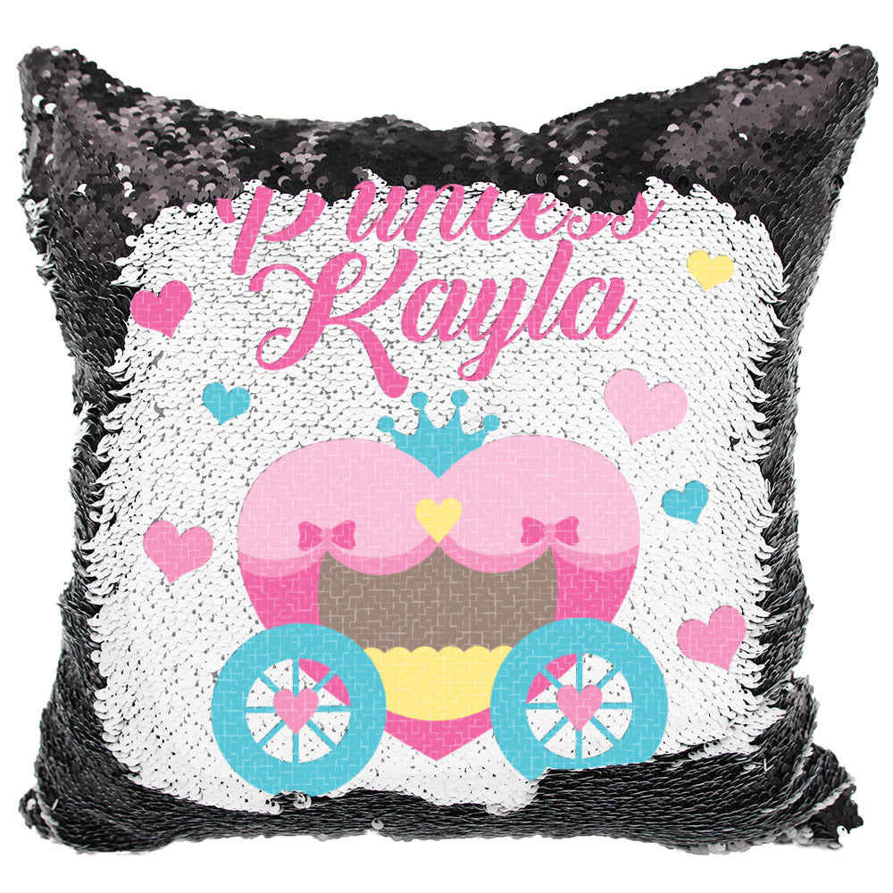 Handmade Personalized Princess Carriage Sequin Pillow Case