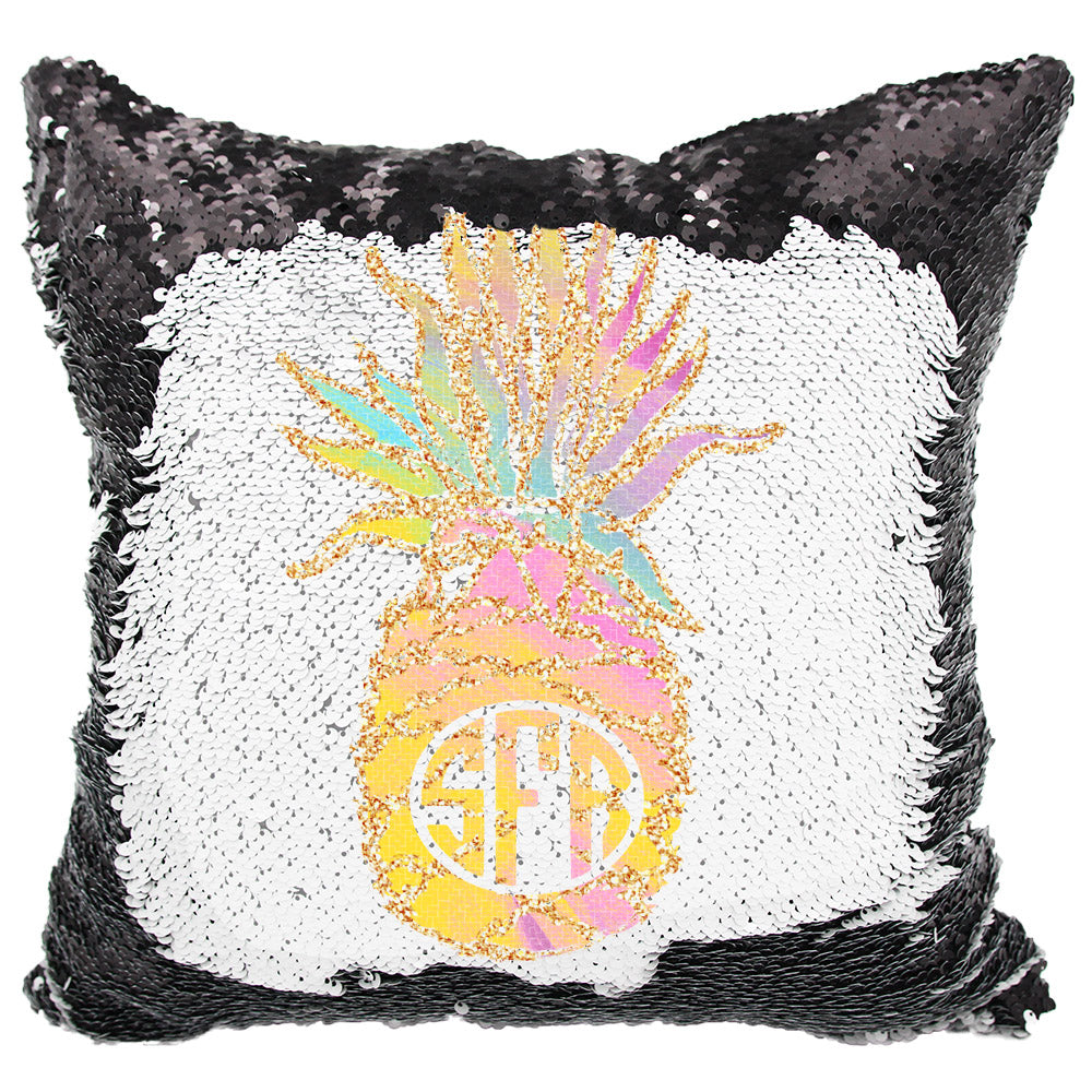 Handmade Personalized Monogram Pineapple Reversible Sequin Pillow Case