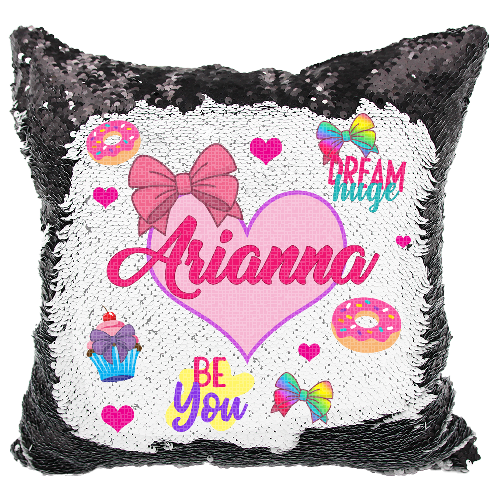 Handmade Personalized Be You Bows-n-Hearts Reversible Sequin Pillow Case