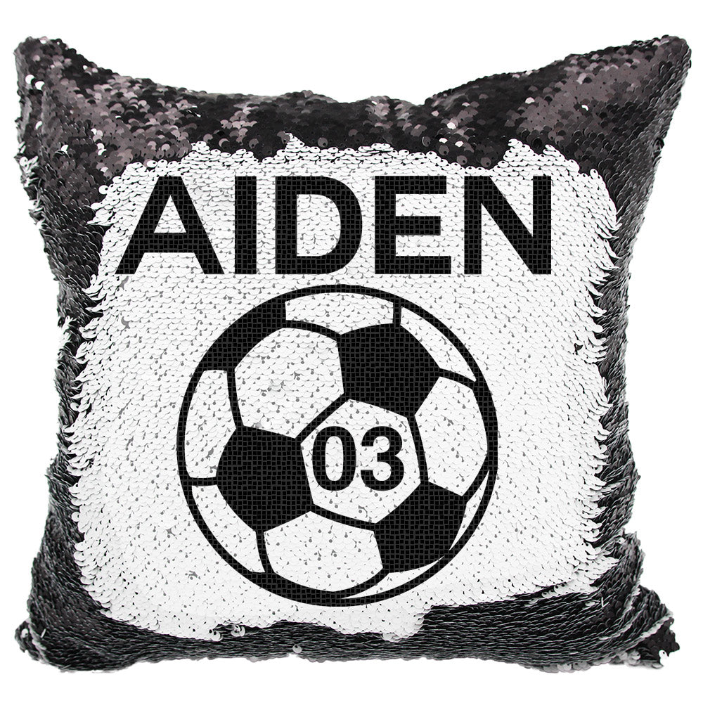 Handmade Personalized Soccer Ball Reversible Sequin Pillow Case