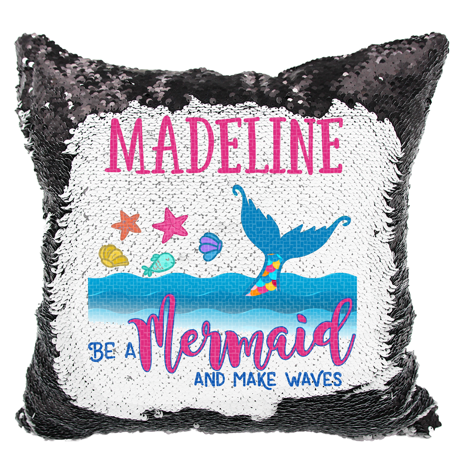 Handmade Personalized Be A Mermaid Reversible Sequin Pillow Case