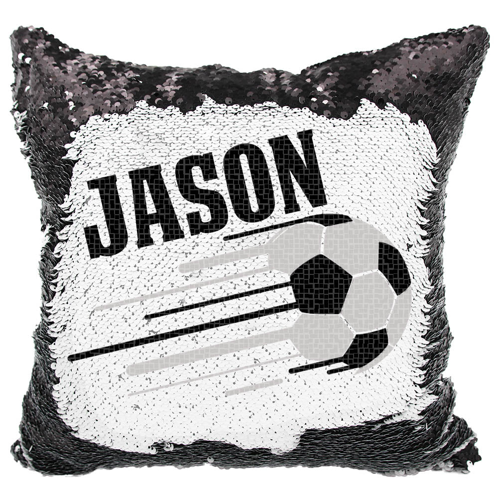 Handmade Personalized Soccer Reversible Sequin Pillow Case
