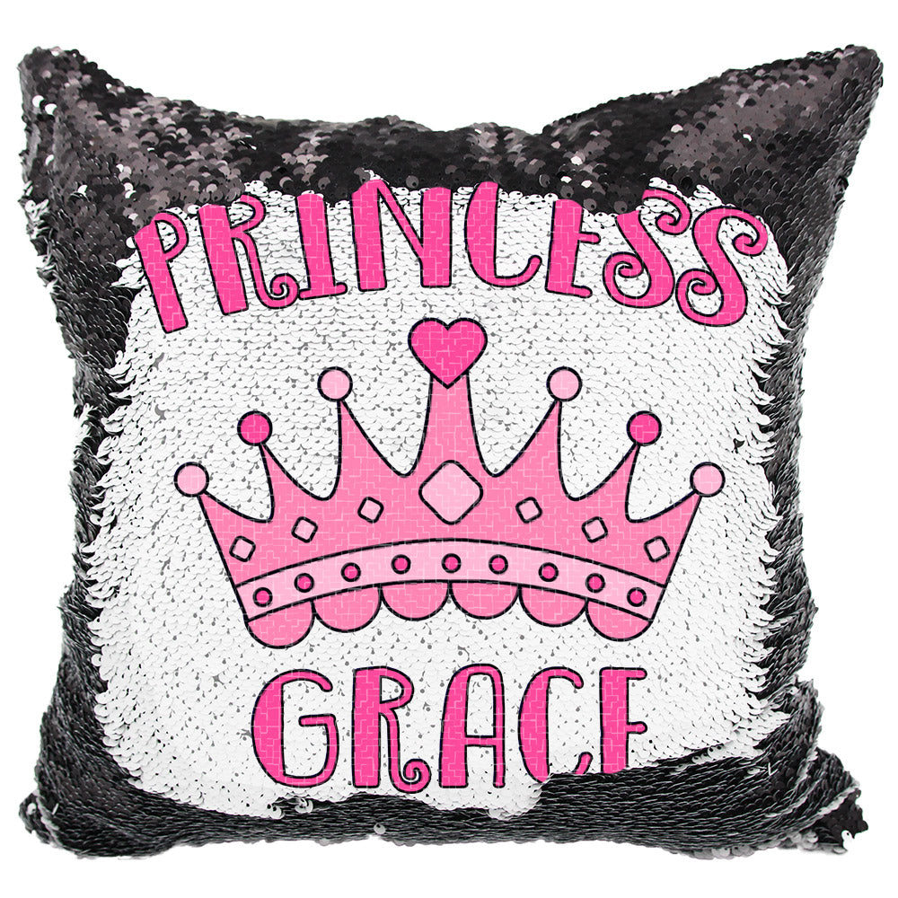 Handmade Personalized Princess Crown Sequin Pillow Case