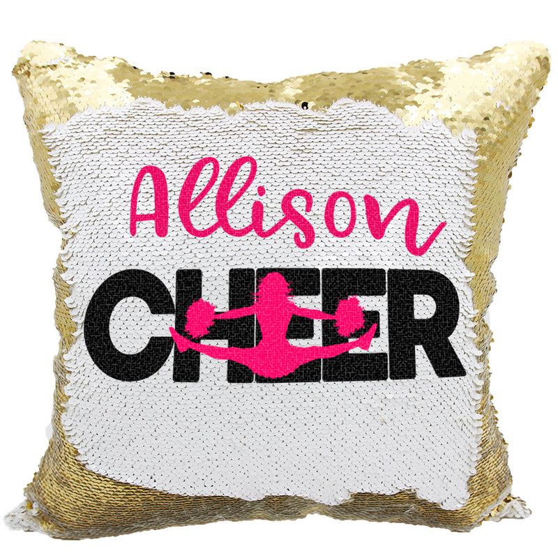 Handmade Personalized Cheerleader Reversible Sequin Pillow Case