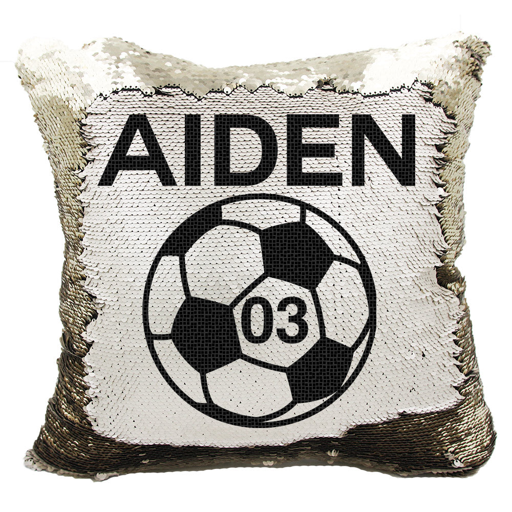 Handmade Personalized Soccer Ball Reversible Sequin Pillow Case