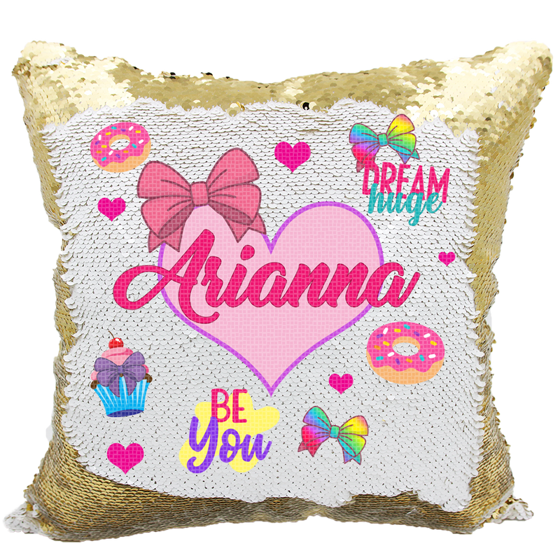 Handmade Personalized Be You Bows-n-Hearts Reversible Sequin Pillow Case
