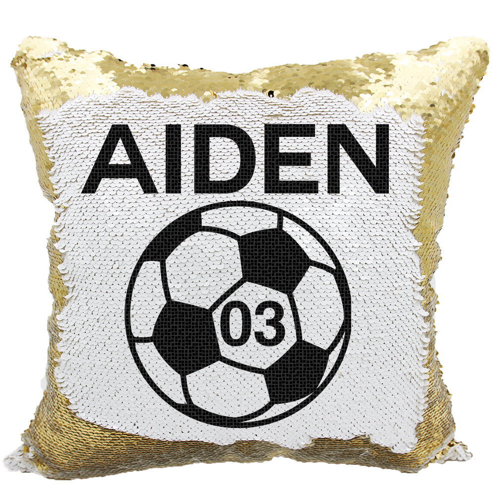 Handmade Personalized Soccer Ball Reversible Sequin Pillow Case