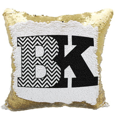 Handmade Personalized Block Letter Initials Name Sequin Pillow Case