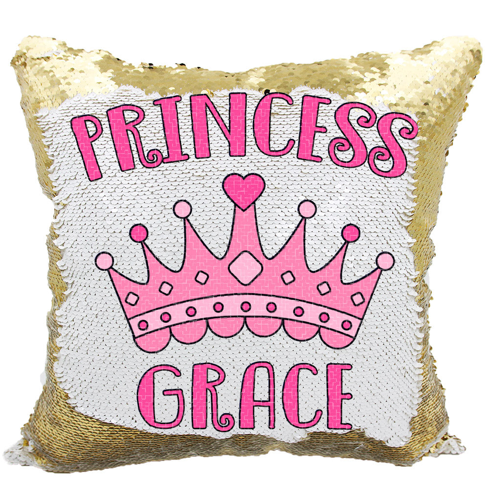 Handmade Personalized Princess Crown Sequin Pillow Case