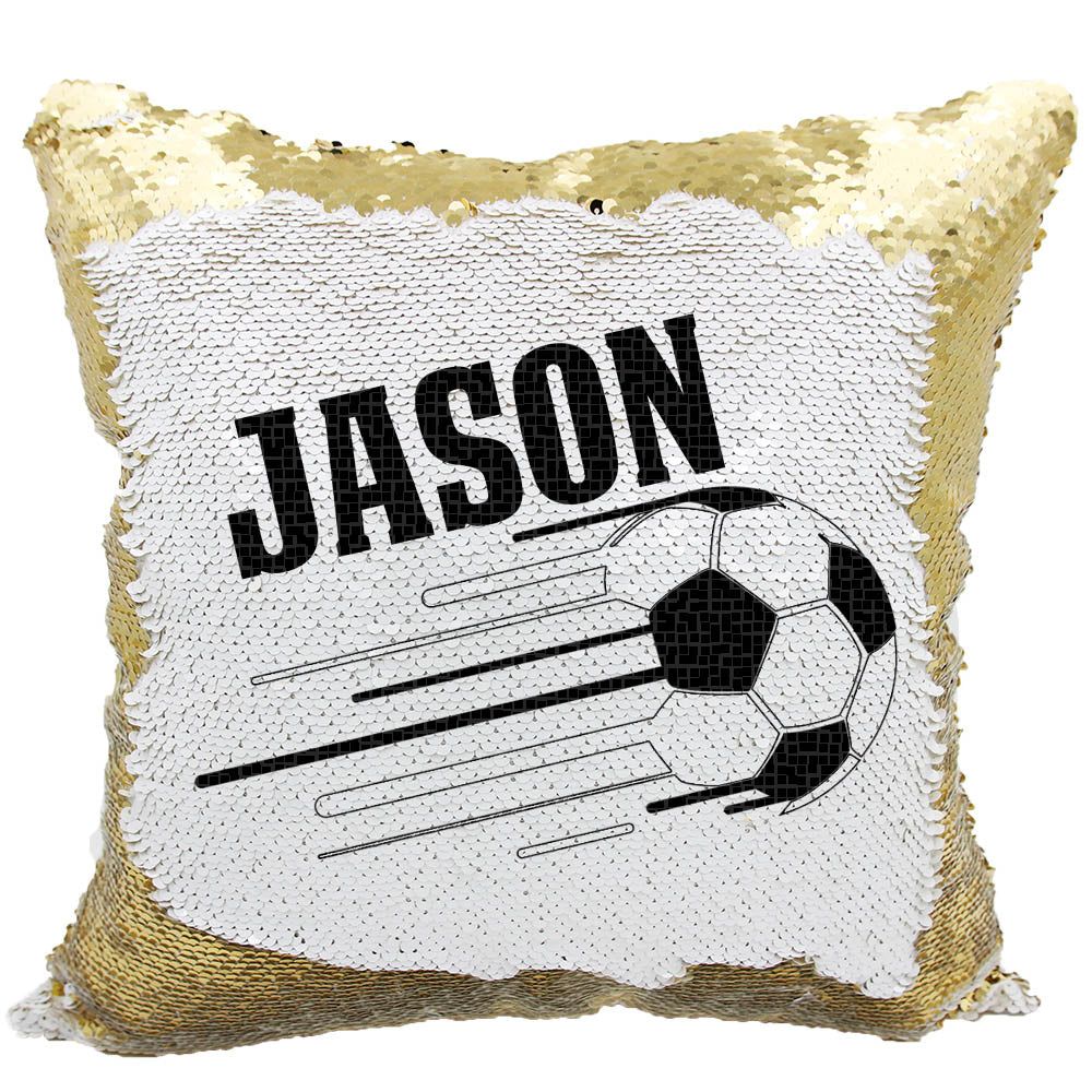 Handmade Personalized Soccer Reversible Sequin Pillow Case