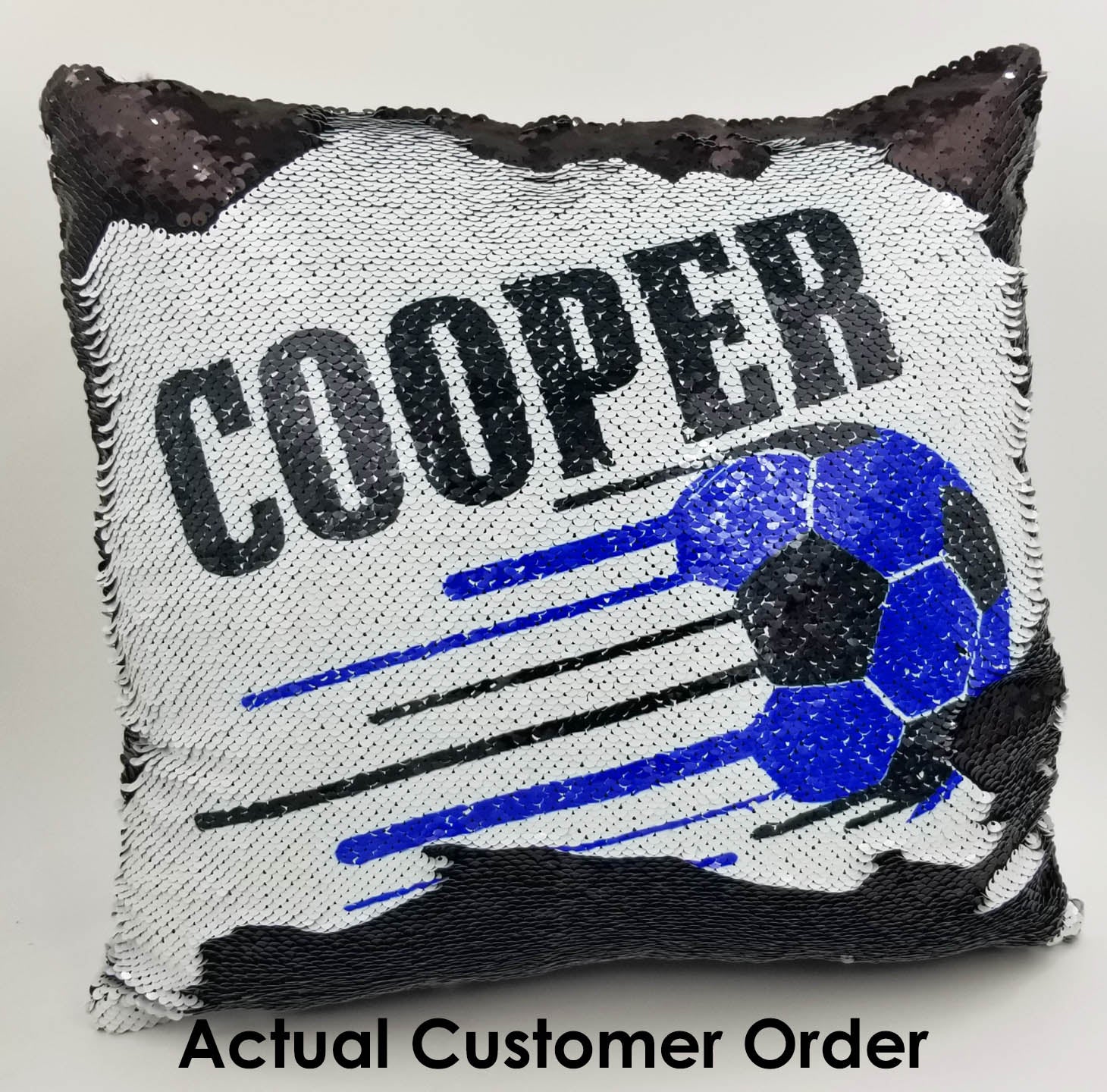 Handmade Personalized Soccer Reversible Sequin Pillow Case