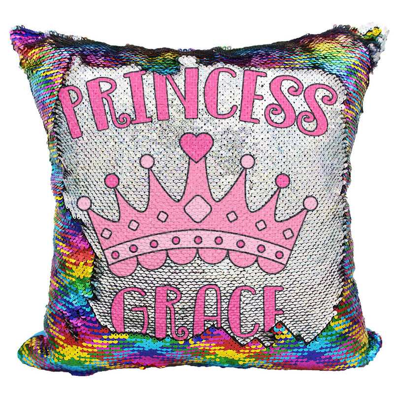 Handmade Personalized Princess Crown Sequin Pillow Case