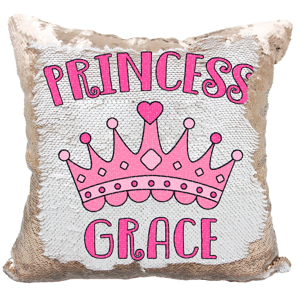 Handmade Personalized Princess Crown Sequin Pillow Case