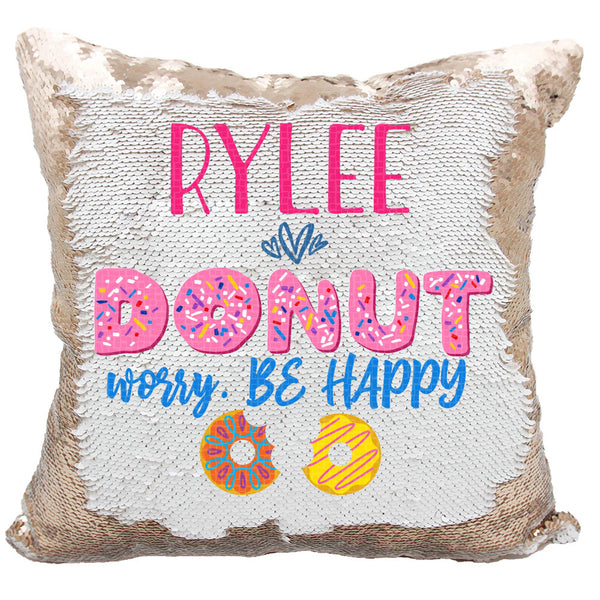 Donut store sequin pillow