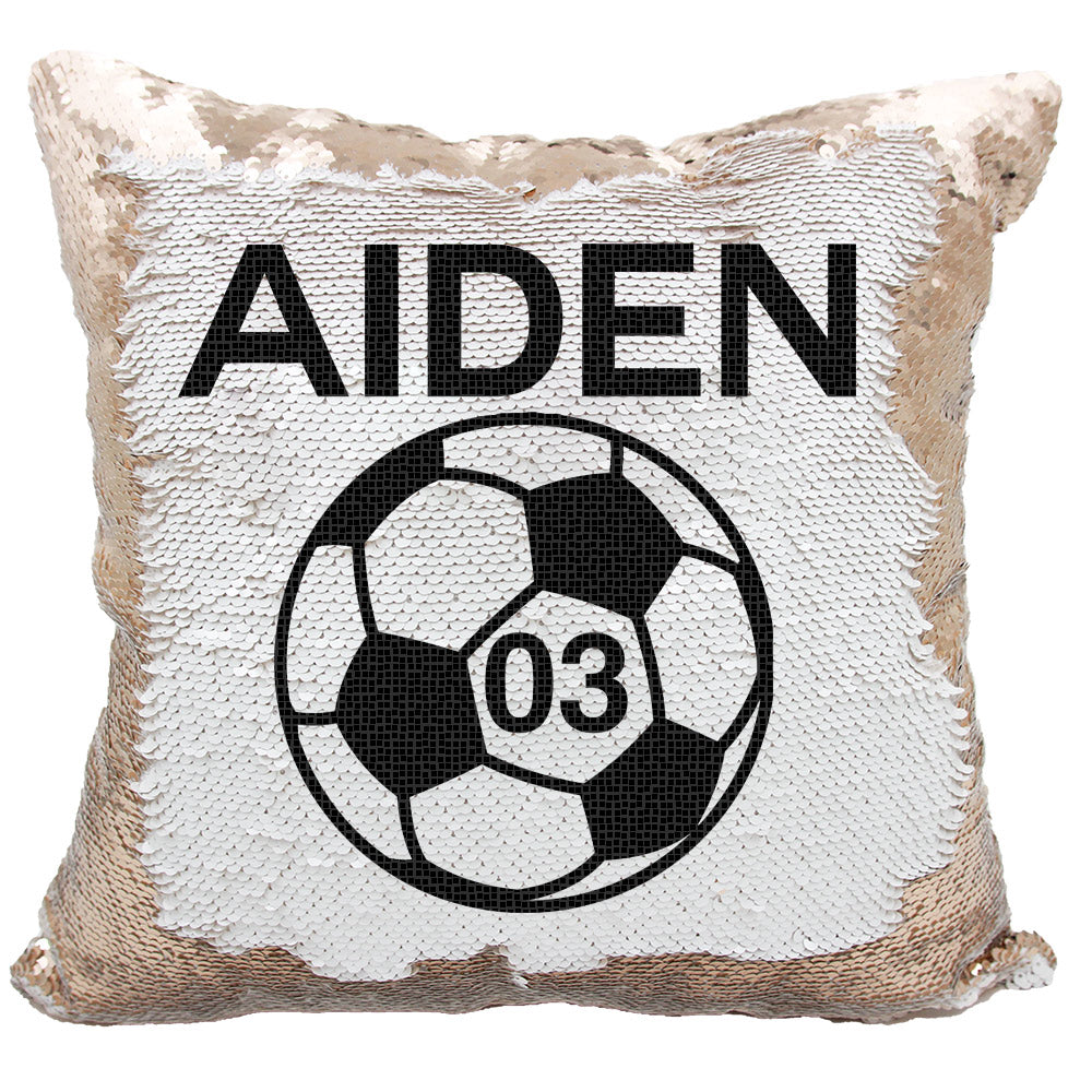 Handmade Personalized Soccer Ball Reversible Sequin Pillow Case