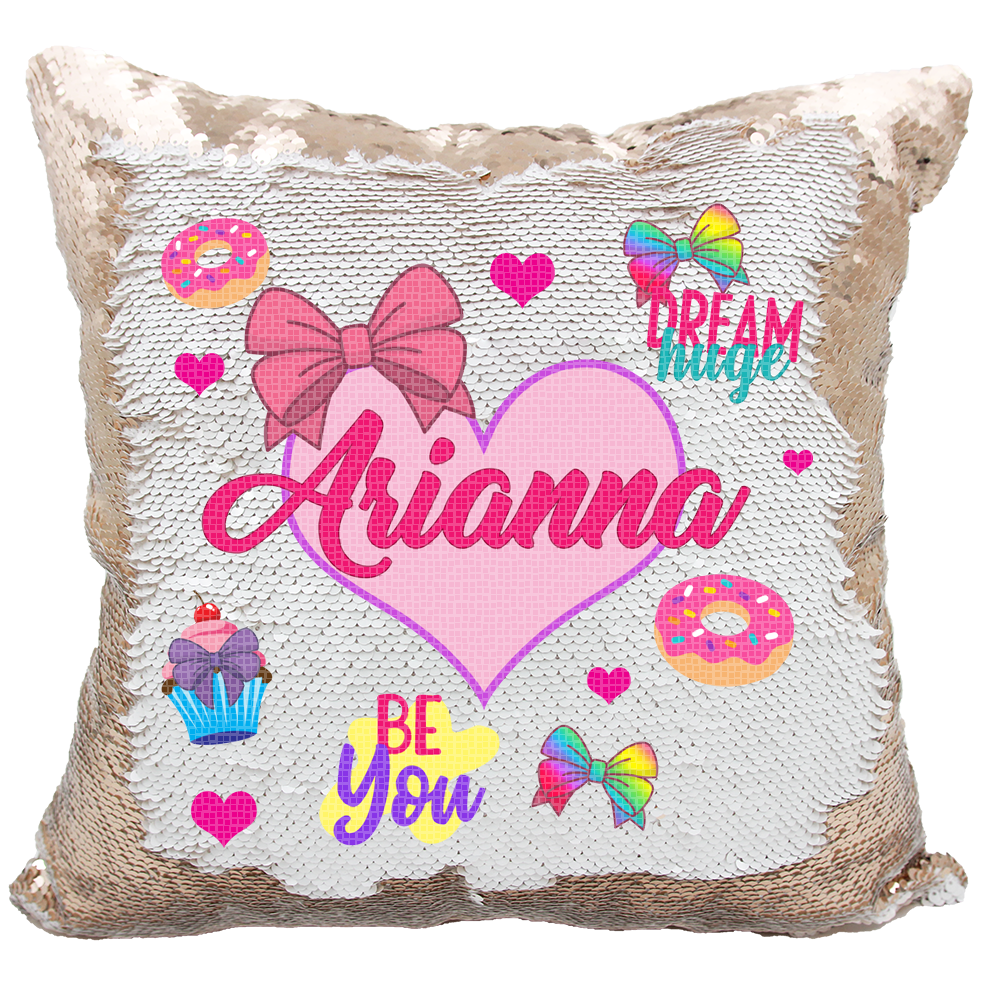 Handmade Personalized Be You Bows-n-Hearts Reversible Sequin Pillow Case