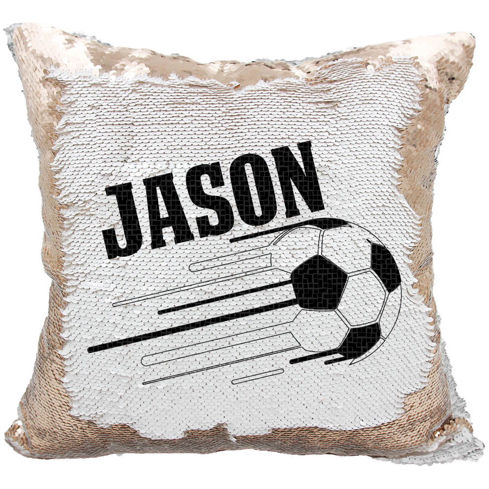 Handmade Personalized Soccer Reversible Sequin Pillow Case
