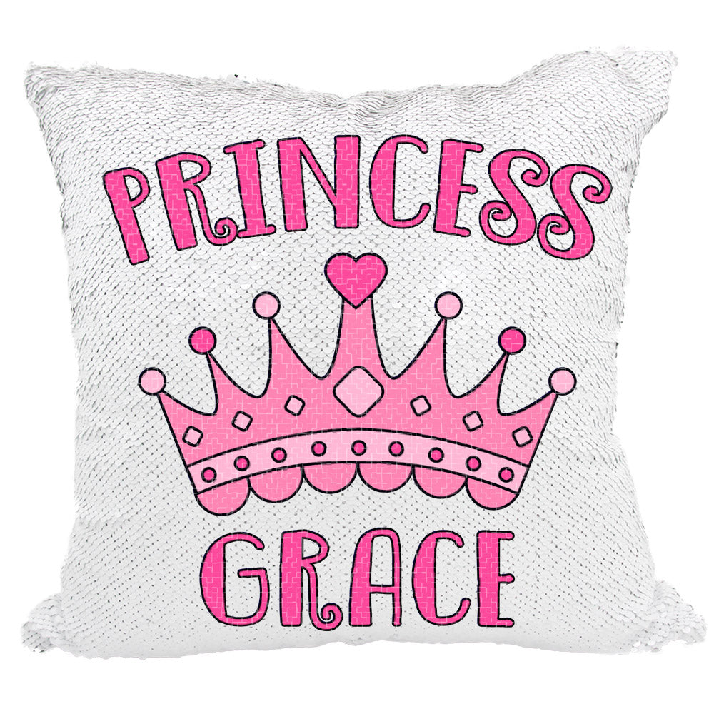 Handmade Personalized Princess Crown Sequin Pillow Case