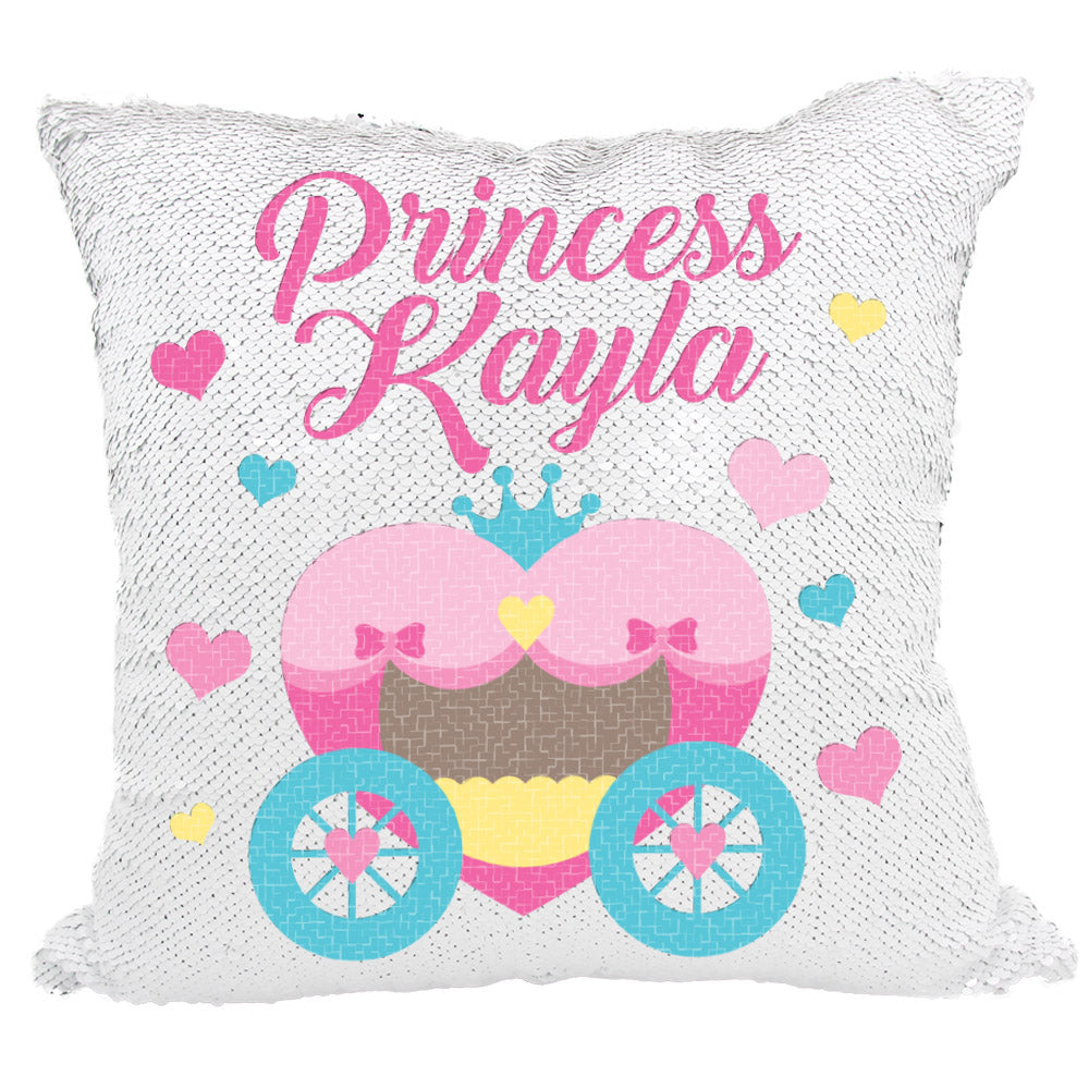 Handmade Personalized Princess Carriage Sequin Pillow Case