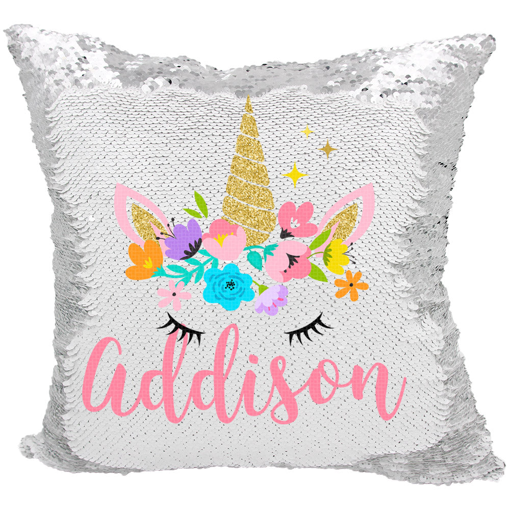 Handmade Personalized Unicorn Sparkles Sequin Pillow Case