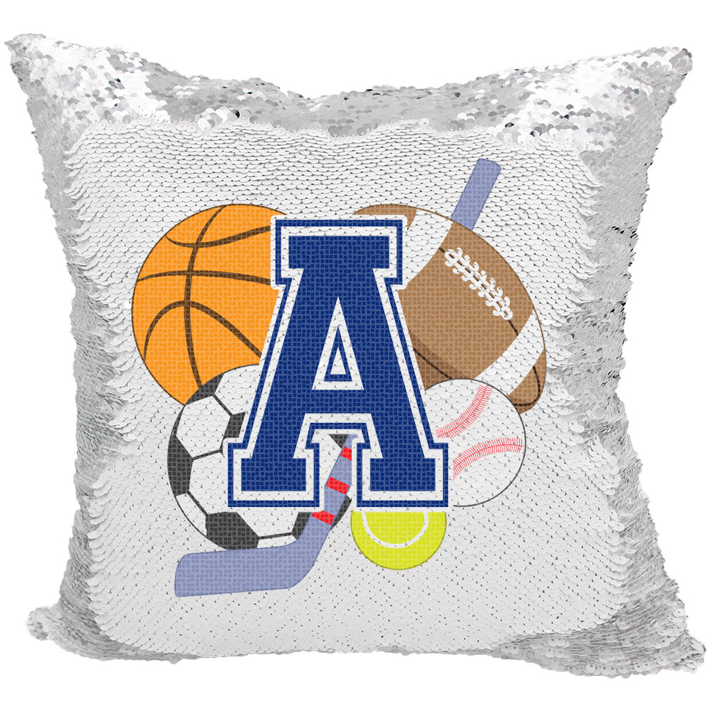 Handmade Personalized Sports Theme Reversible Sequin Pillow Case
