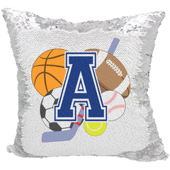 Handmade Personalized Sports Theme Reversible Sequin Pillow Case