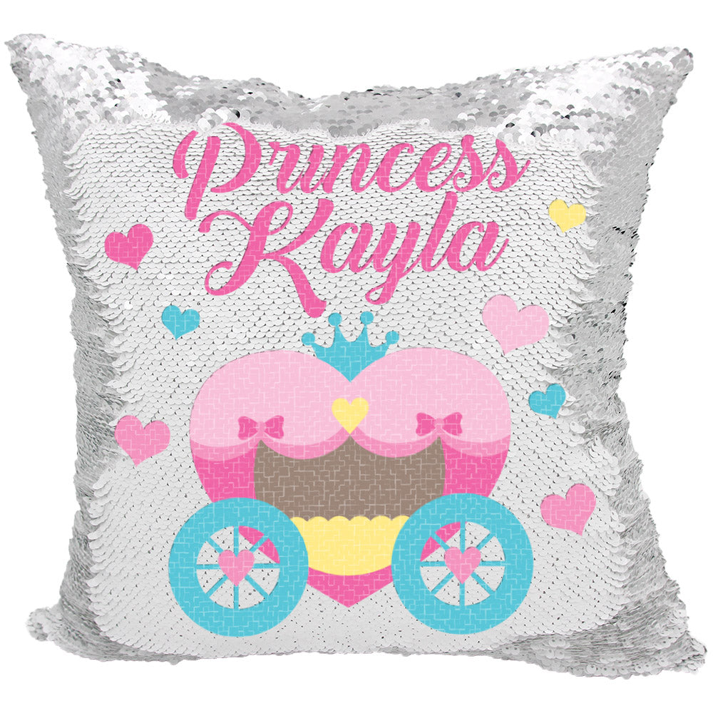Handmade Personalized Princess Carriage Sequin Pillow Case