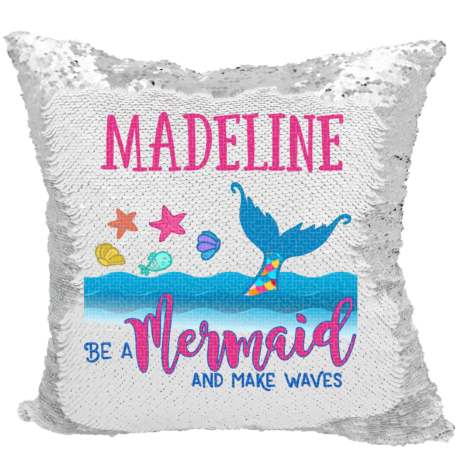 Handmade Personalized Be A Mermaid Reversible Sequin Pillow Case