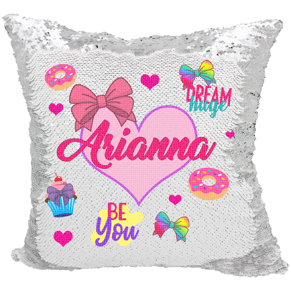 Handmade Personalized Be You Bows-n-Hearts Reversible Sequin Pillow Case
