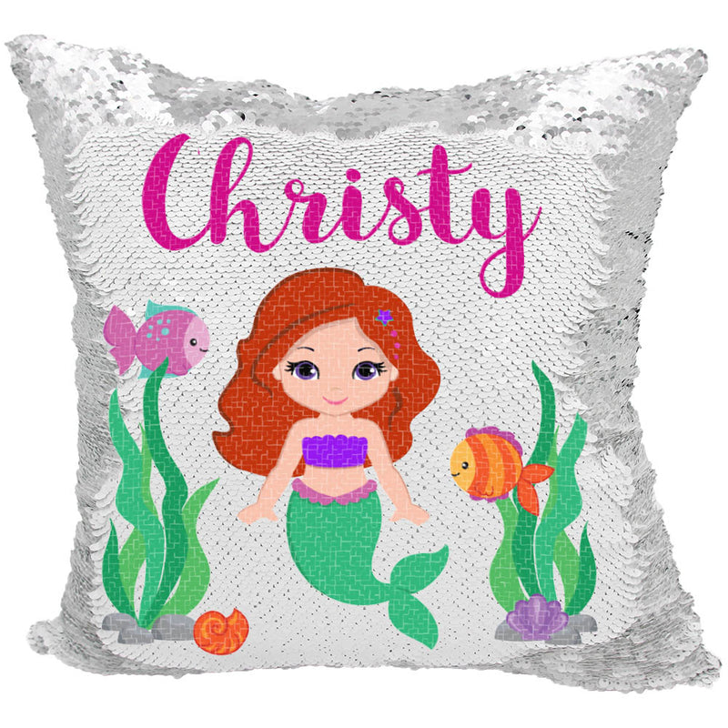 Handmade Personalized Mermaids Underwater Sequin Pillow Case