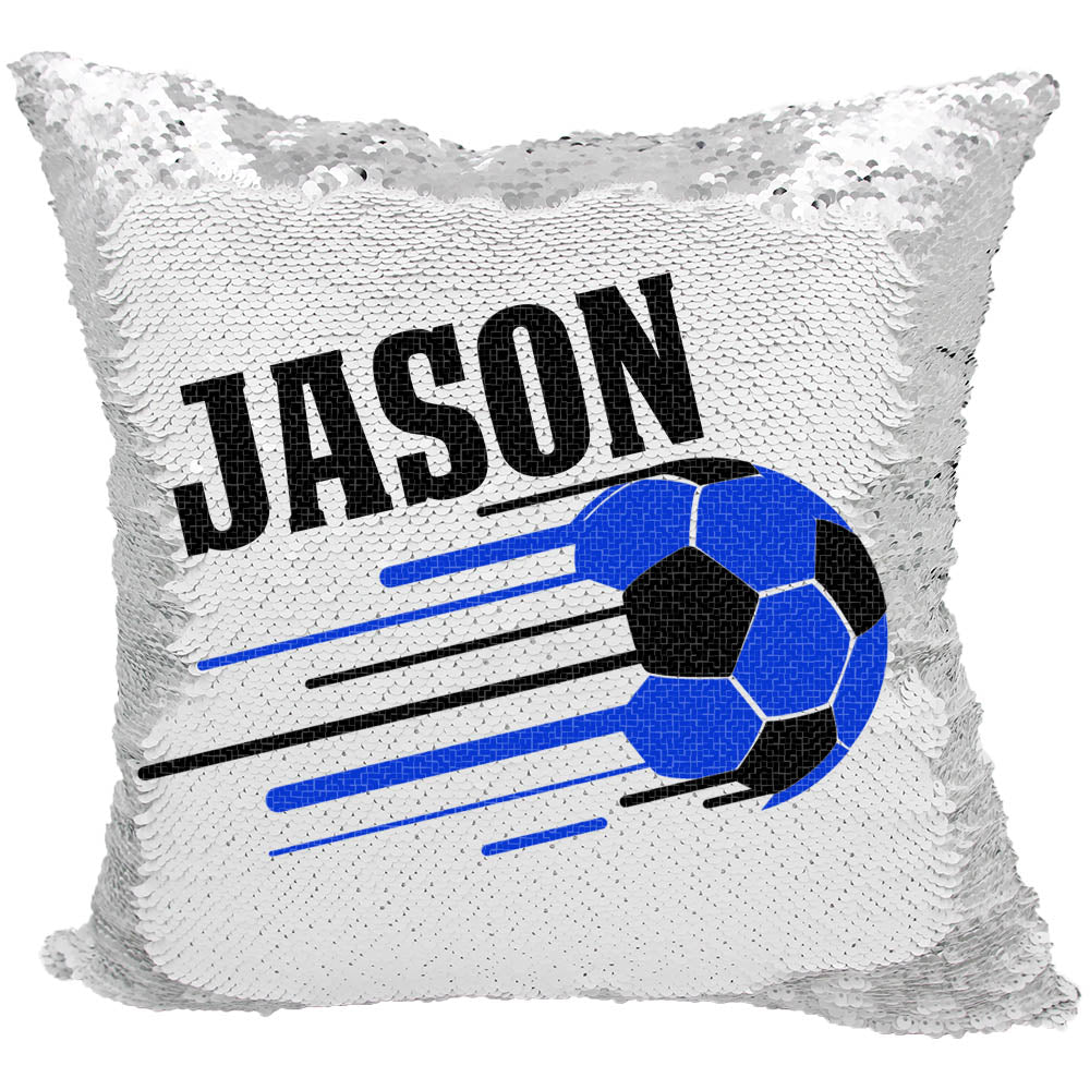 Handmade Personalized Soccer Reversible Sequin Pillow Case
