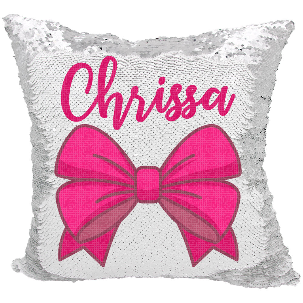 Handmade Personalized Pretty Bow Reversible Sequin Pillow Case