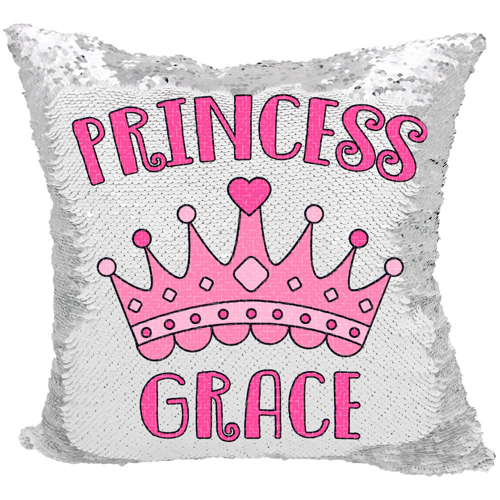 Handmade Personalized Princess Crown Sequin Pillow Case
