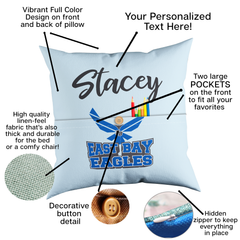 East Bay Logo Personalized Throw Pillow with Pockets