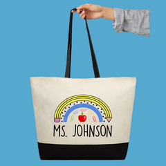 Personalized Teacher Rainbow Tote Bag