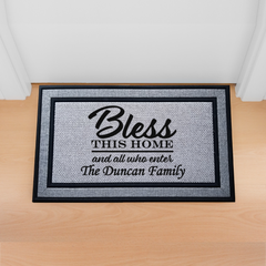 Personalized Bless This Home Indoor/Outdoor Door Mat