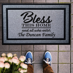 Personalized Bless This Home Indoor/Outdoor Door Mat