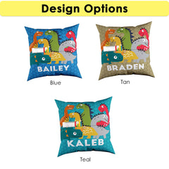 Dinosaur Friends Personalized Throw Pillow with Pockets