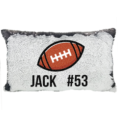 Handmade Personalized Football Number Rectangle Reversible Sequin Pillow Case