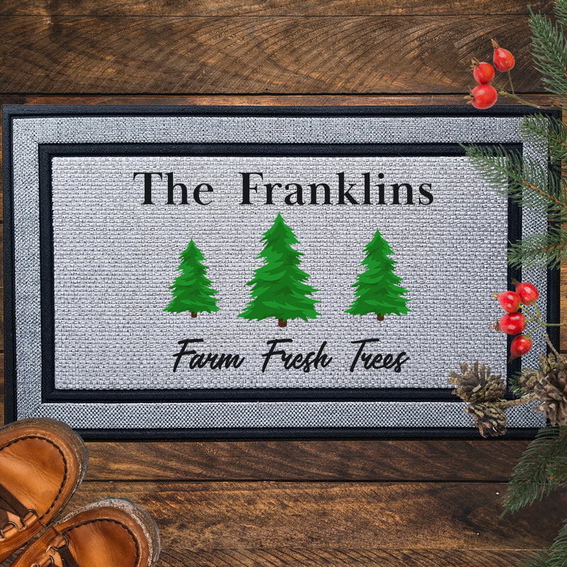Personalized Farm Fresh Christmas Trees Indoor/Outdoor Door Mat