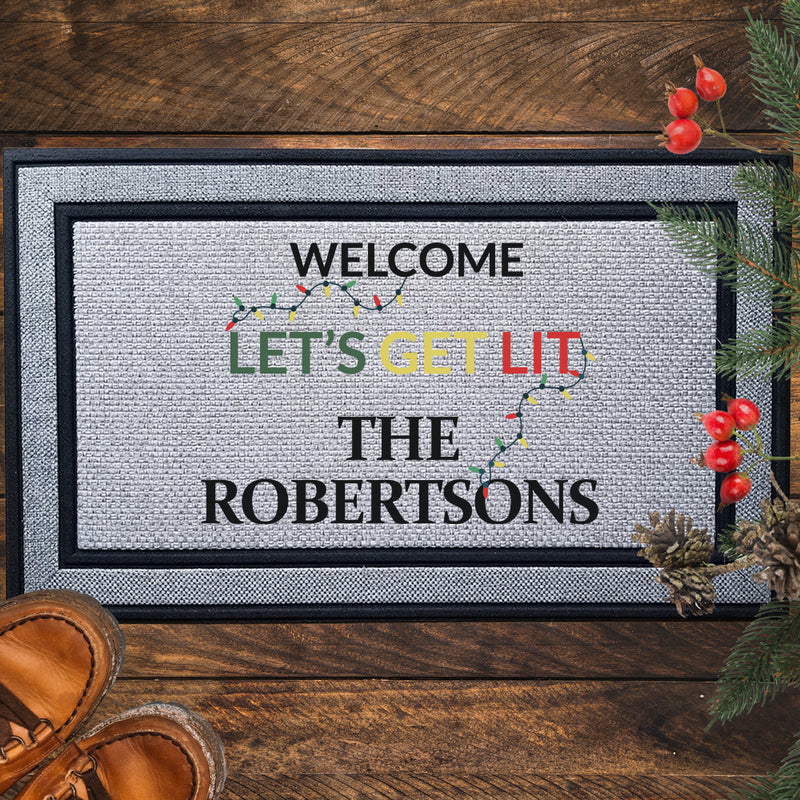 Personalized Lets Get Lit Christmas Indoor/Outdoor Door Mat