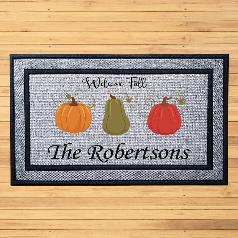 Personalized Welcome Fall Pumpkins Indoor/Outdoor Door Mat