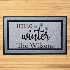 Personalized Hello Winter Snowflake Indoor/Outdoor Door Mat